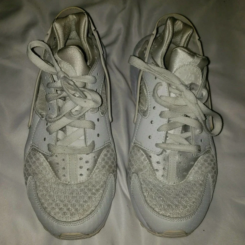 Nike Mens 318429 111 Air Huarache Lace Up Low Top White Sneaker Shoes Size 8‎